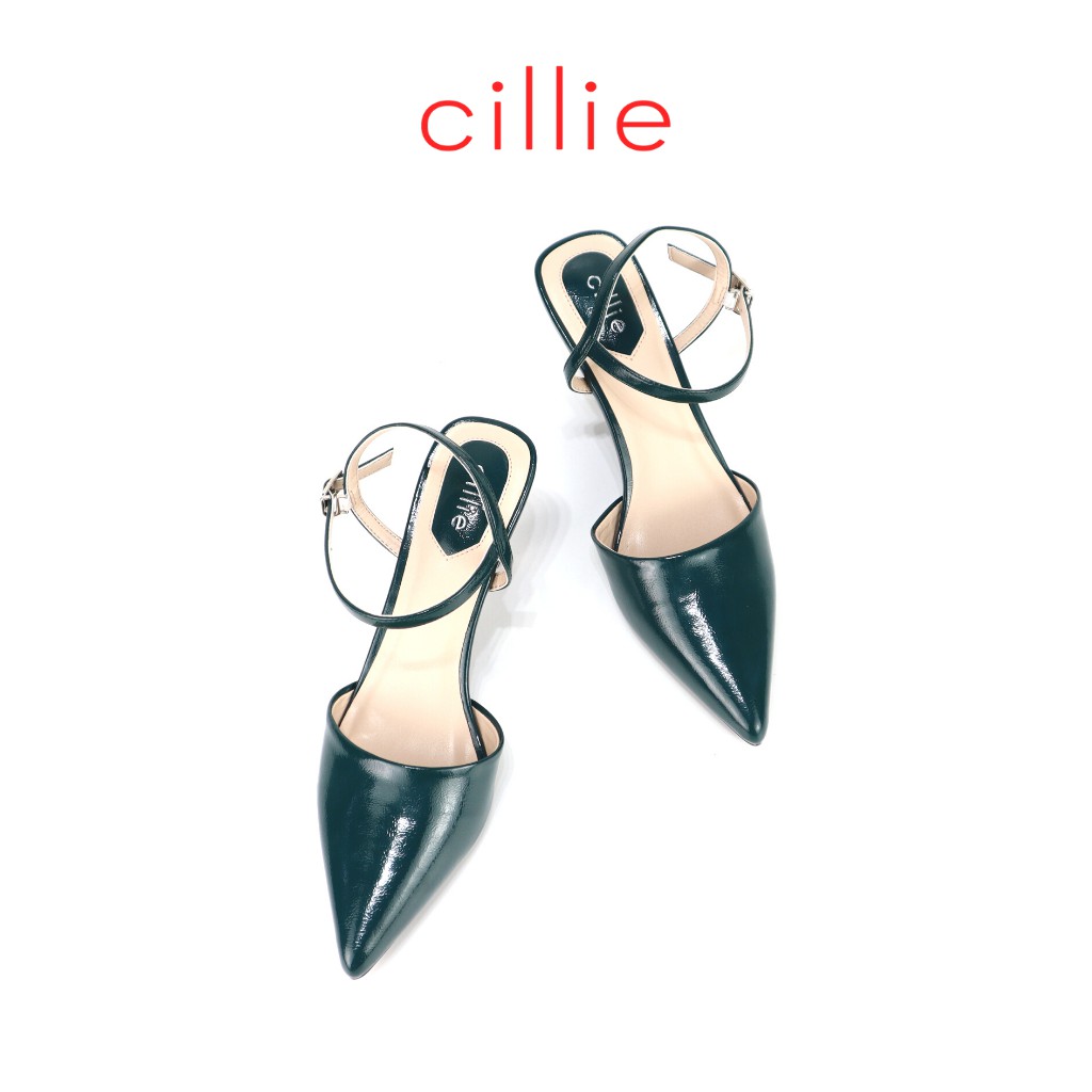 Giày cao gót nữ thời trang mũi nhọn thanh lịch phối dây hở hậu cách điệu gót cao 7cm đi làm dạo phố  Cillie 1093