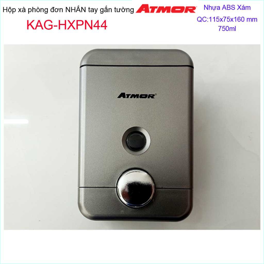 Hộp đựng xà phòng Atmor KAG-HXPN44-Grey-Xám, hộp đựng sữa tắm dầu gội đầu 750ml nhấn êm thiết kế sang trọng siêu bền