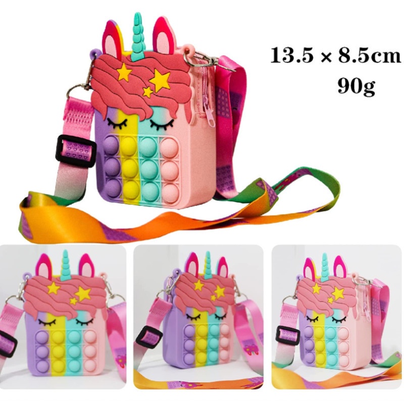 Túi pop it cho bé gái hình ngựa pony mới dễ thương an toàn mini Fullbaby 030