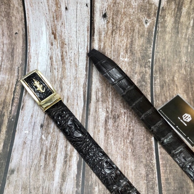 Dây Lưng Cá Sấu Liền Da Lưng Gù Đầu, Thắt Lưng Nam Da Cá Sấu Thật 3.5cm, Dây Nịt Bụng Cá Sấu Bản Liền Lưng - BH 24 Tháng