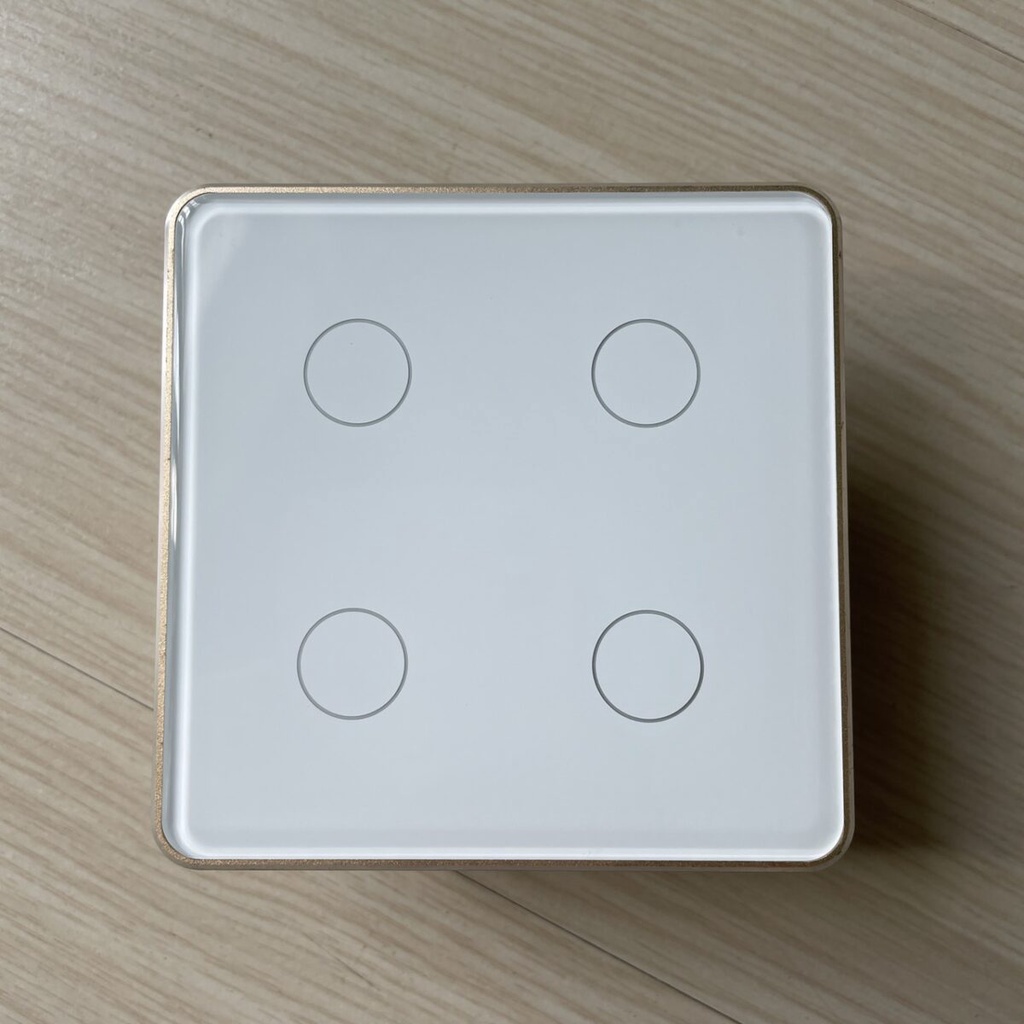 Công tắc Tuya Zigbee vuông 1 2 3 4 nút cao cấp viền nhôm vàng đủ dây LN