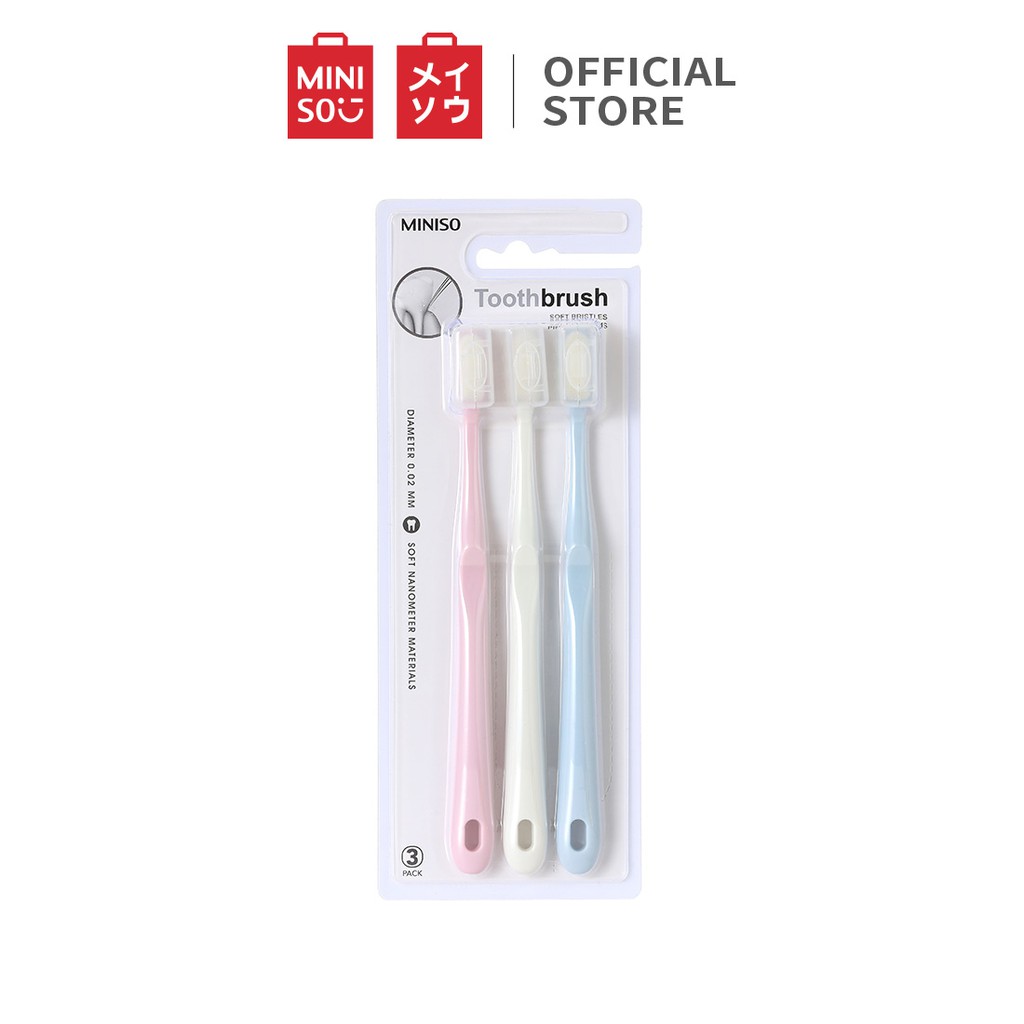 Bàn chải đánh răng Miniso Nano 3 chiếc (Màu ngẫu nhiên) - Hàng chính hãng