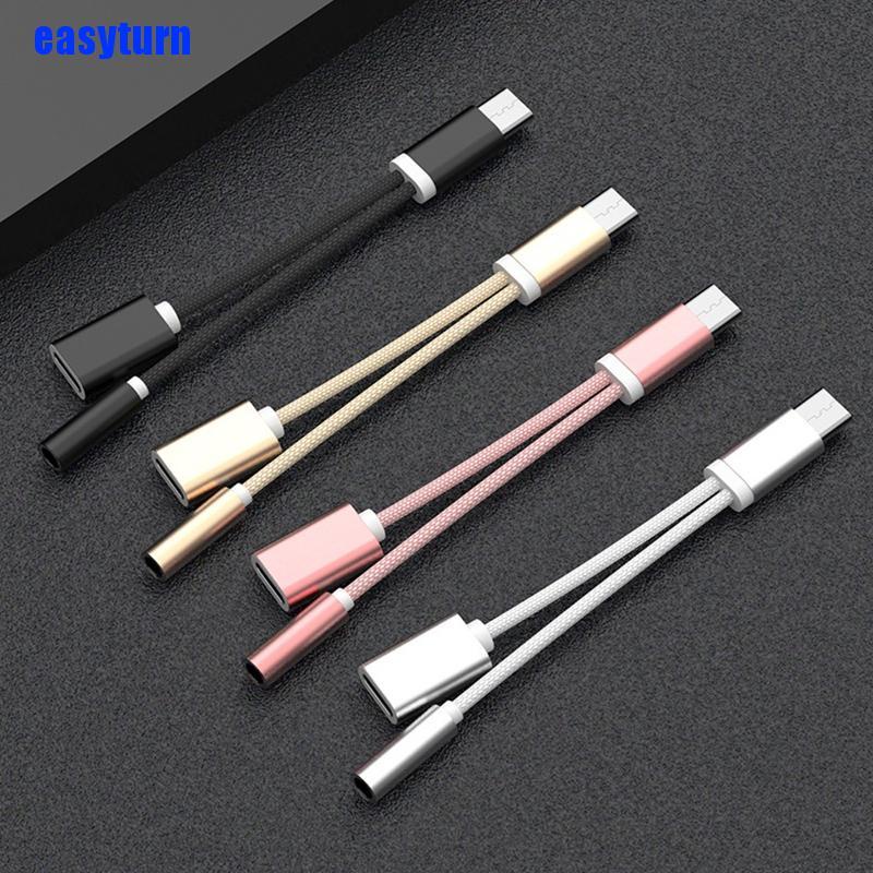 Bộ chuyển đổi âm thanh type c sang jack 3.5mm 2 trong 1