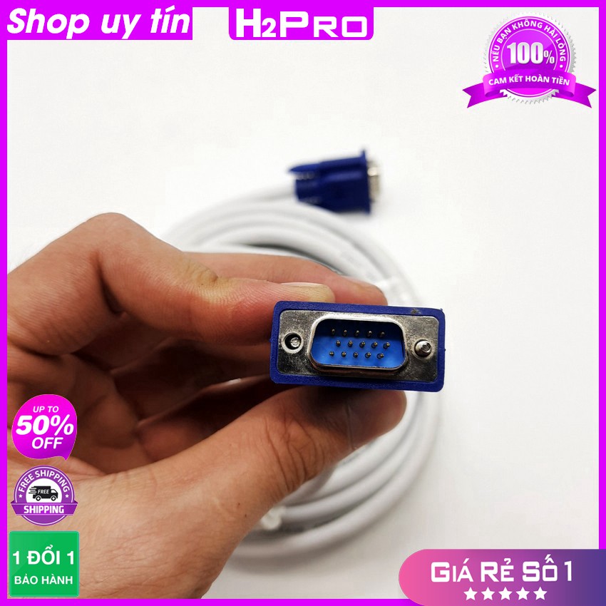 [RẺ VÔ ĐỊCH] Dây VGA cao cấp H2Pro dài 10m, dây trắng, jack xanh giá rẻ