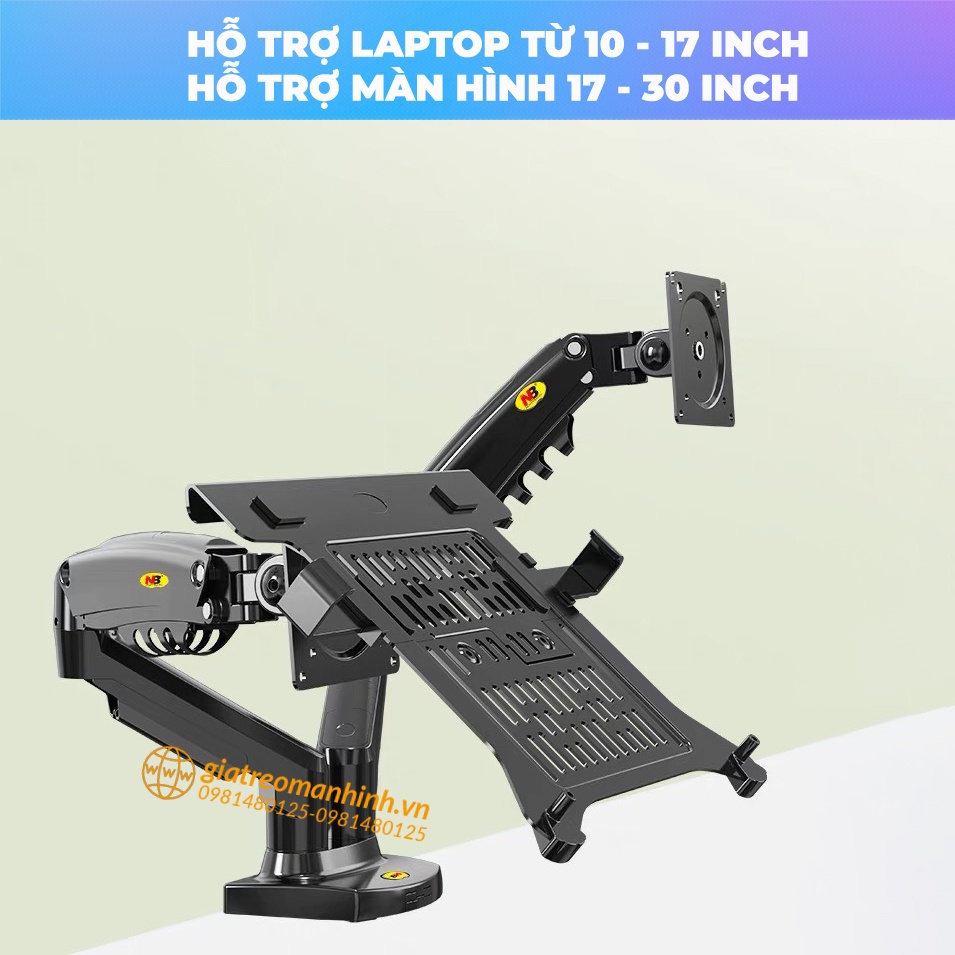 Giá Treo Màn Hình NB-F160 17 - 27 Inch Kèm Kẹp Đỡ Laptop FP2 Chính Hãng NB - Combo Sản Phẩm