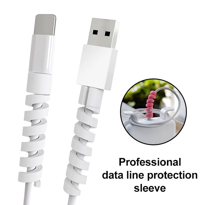 Bộ 10 Vỏ Bọc Bảo Vệ Dây Cáp Tai Nghe/ Cáp Sạc Kiểu Xoắn Ốc Pelindung Kabel