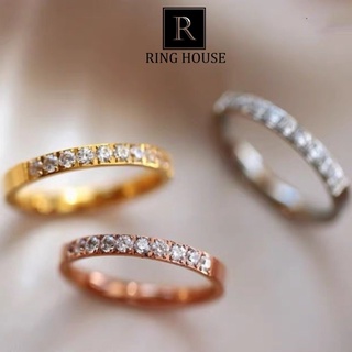 (Titan) R5 Nhẫn cặp đôi nam nữ khắc tên titan không đen nửa vòng ngọc sáng đẹp couple