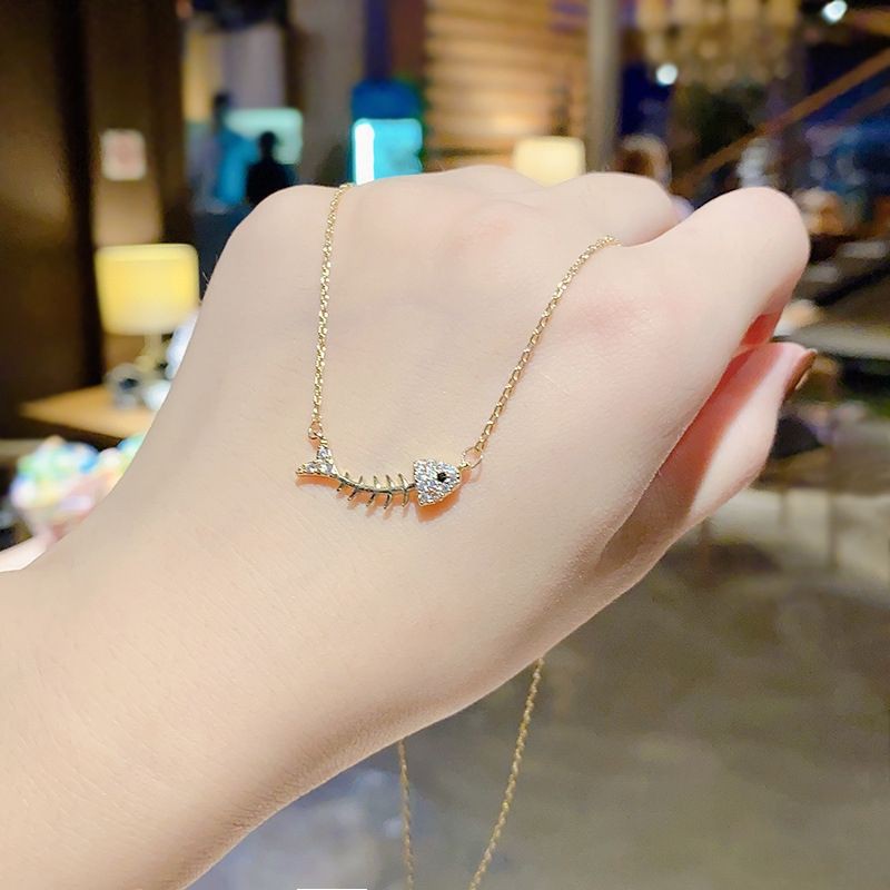Dây chuyền mặt xương cá của con mèo nào đó Vòng cổ phong cách Hàn Quốc