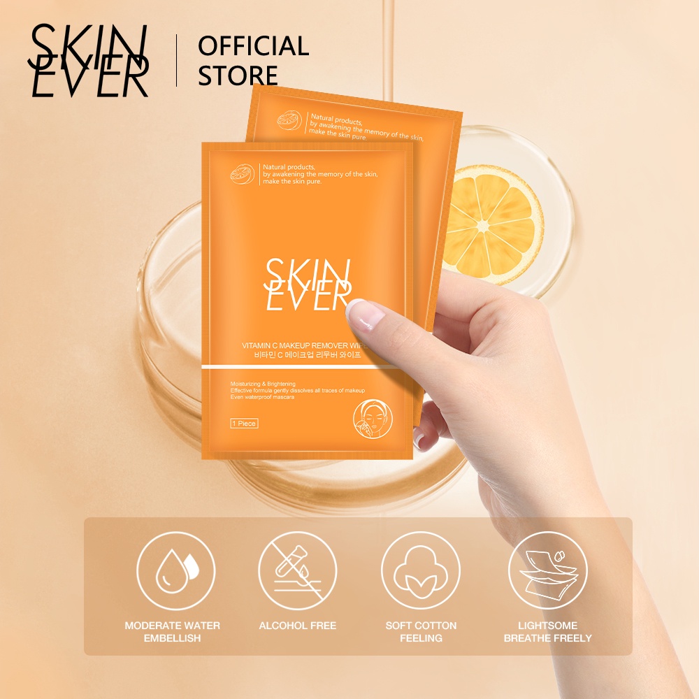 Khăn Giấy Tẩy Trang SKIN EVER Vitamin C Làm Sạch Da Mặt Dùng Một Lần Tiện Lợi 10g