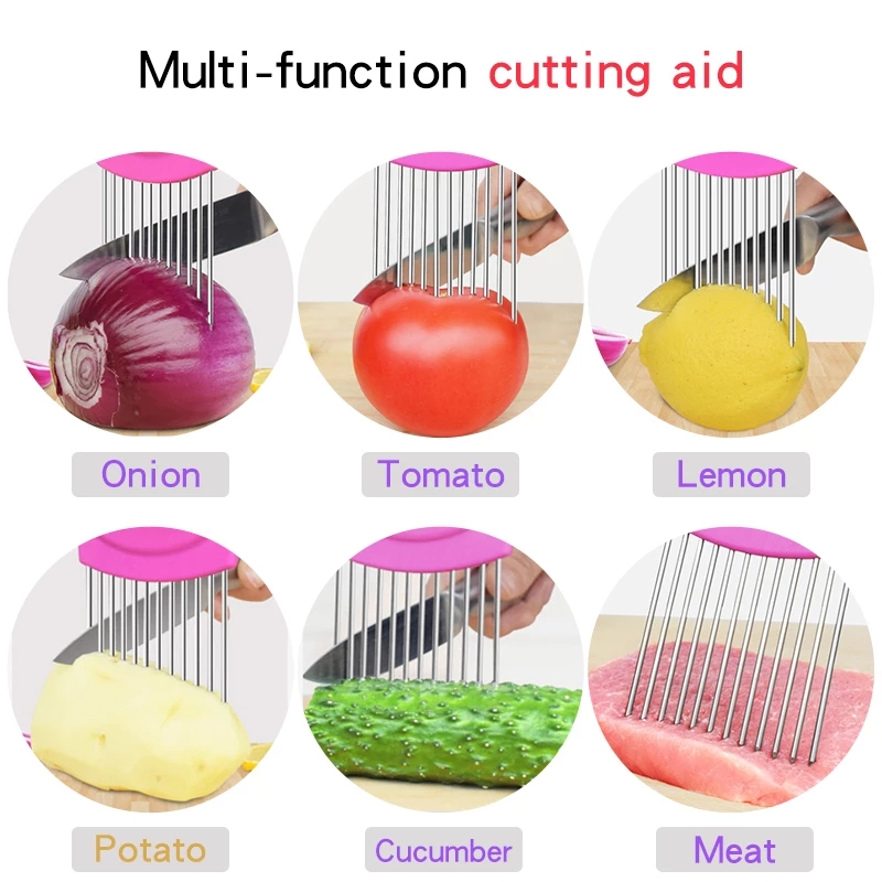 Dụng Cụ Hỗ Trợ Cắt Lát Hành Tây Đa Năng Bằng Thép Không Gỉ
