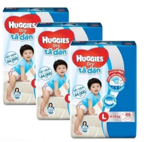 TẢ DÁN HUGGIES CỰC ĐẠI ( mẫu mới đệm mây co giản ) M74, L68,XL62,XXL 56