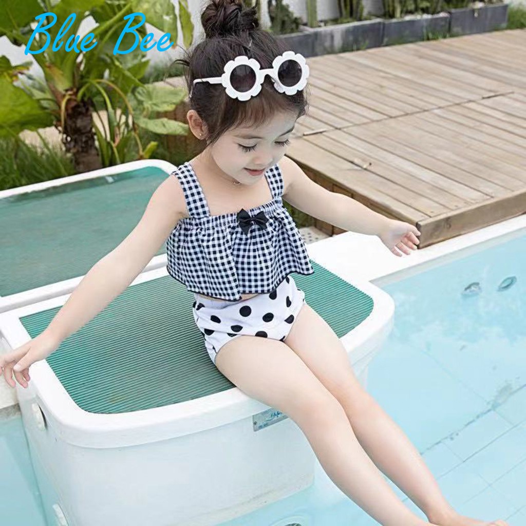 Bikini đồ bơi bé gái 2 mảnh Hàn Quốc cho bé gái từ 2-6 tuổi tặng kèm mũ bơi, ảnh thật hàng có sẵn