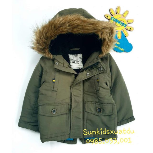 Áo khoác Parka rêu bồ đội mũ lông