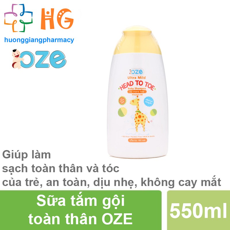 Sữa tắm gội trẻ em OZE Ultra Mild Head To Toe - Giúp làm sạch toàn thân và tóc của trẻ, an toàn, dịu nhẹ, không cay mắt