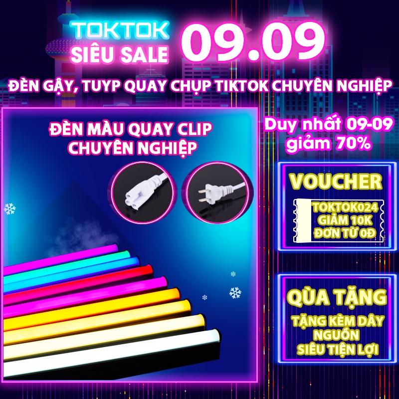 Đèn LED tuýp quay tiktok nhiều màu đèn gậy neon tok tok chuyên nghiệp siêu bền tiện lợi
