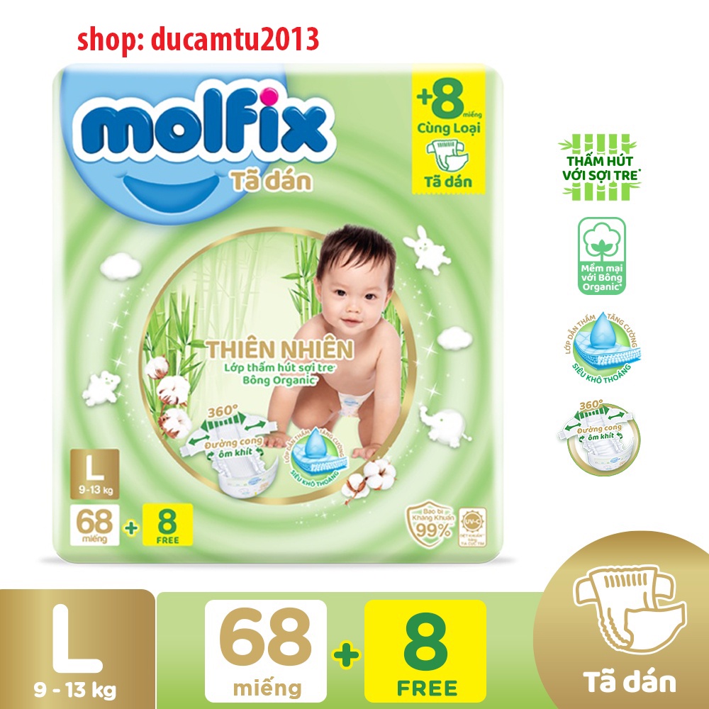 Tã/bỉm quần Molfix Thiên nhiên S56/L38/M62