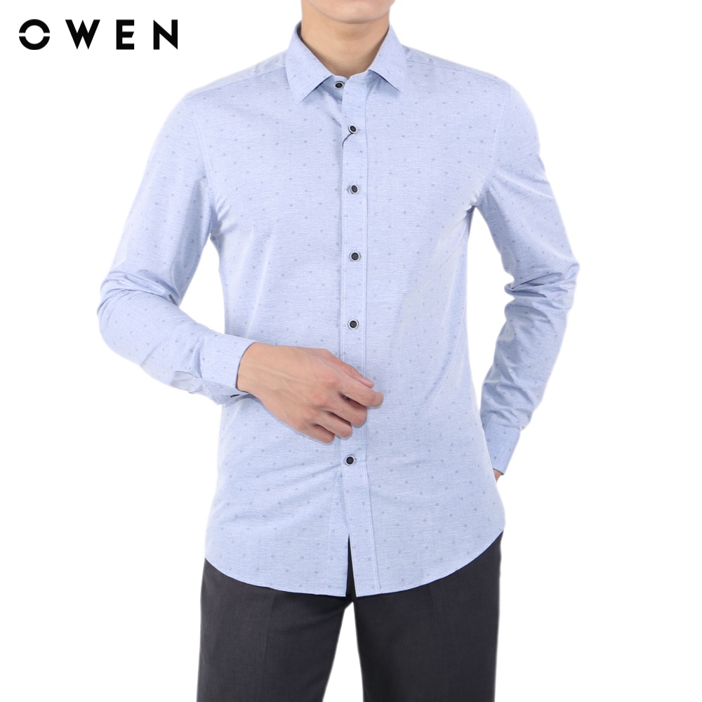 Áo sơ mi dài tay Nam Owen Bamboo Slim Fit xanh- AS23300D