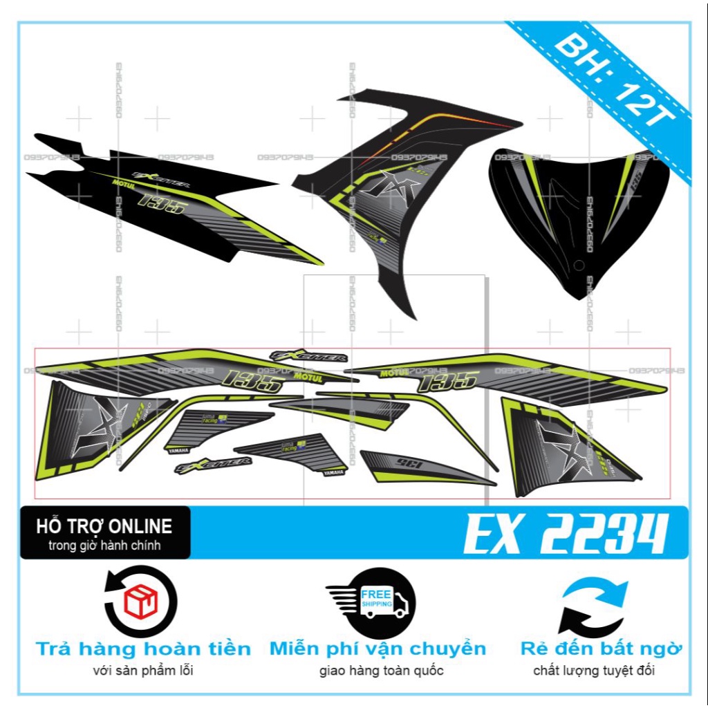 TEM RỜI EX 2011 CHỮ M DÁN XE ĐEN 2234 -- SHIN DECAL 2