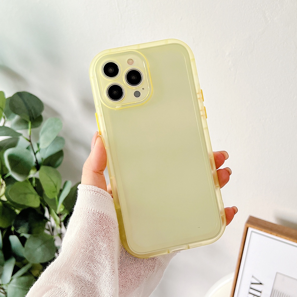 Thời Trang Ốp Điện Thoại Trong Suốt Màu Vàng Chống Sốc Cho Iphone