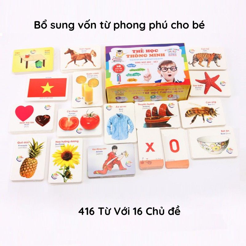 [FREESHIP 50K] Bộ thẻ học thông minh 16 chủ đề - 416 thẻ cho bé song ngữ anh việt