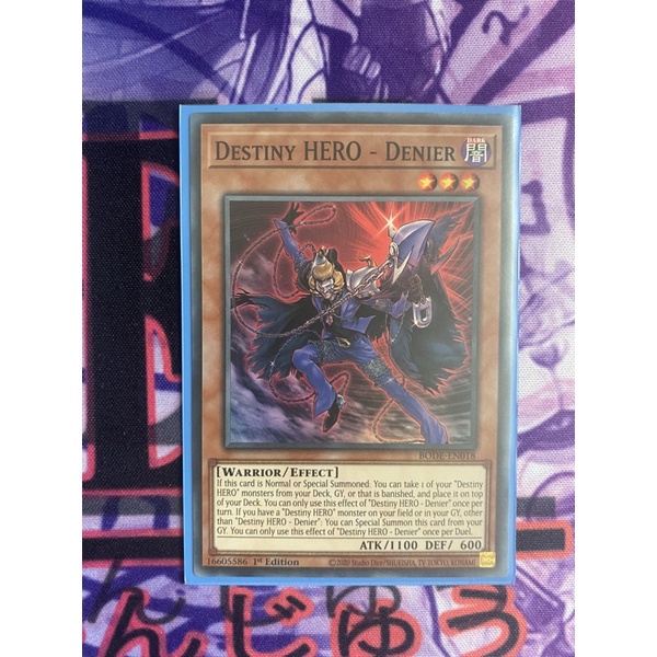 Thẻ bài Yugioh Destiny HERO - Denier - Super Rare - BODE-EN018