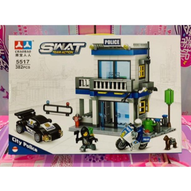 Lắp Ráp Xếp Hình LEGO City Xếp Hình Sở Cảnh Sát SWAT POLICE 382 mảnh
