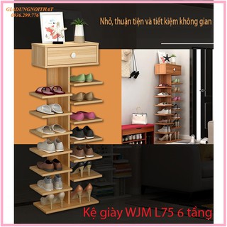 1.KGL75-6 Kệ giầy dép 5 tầng - Kệ giầy dép gỗ đẹp 5 tầng có ngăn tủ phụ