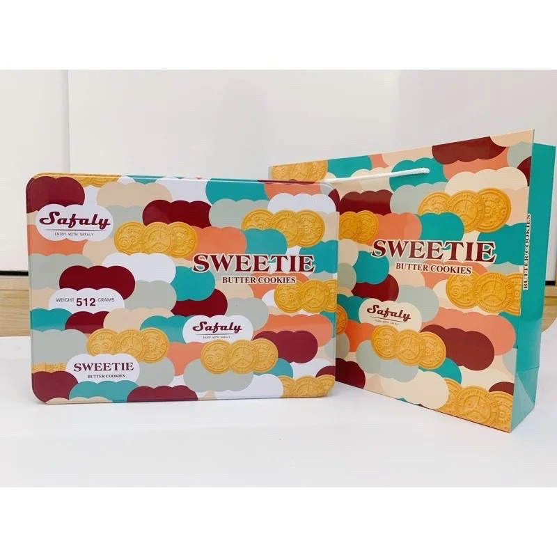 BÁNH SAFALY SWEETIE BUTTER COOKIES HỘP THIẾC 512G( hàng tết 2022)