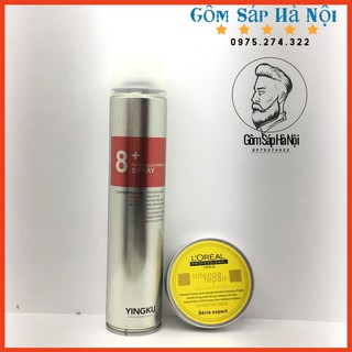 ‼ ‼️Gôm Xịt Phủ Cứng 8+ Spray‼ ‼ ‼  +Sáp Vuốt Tóc lore