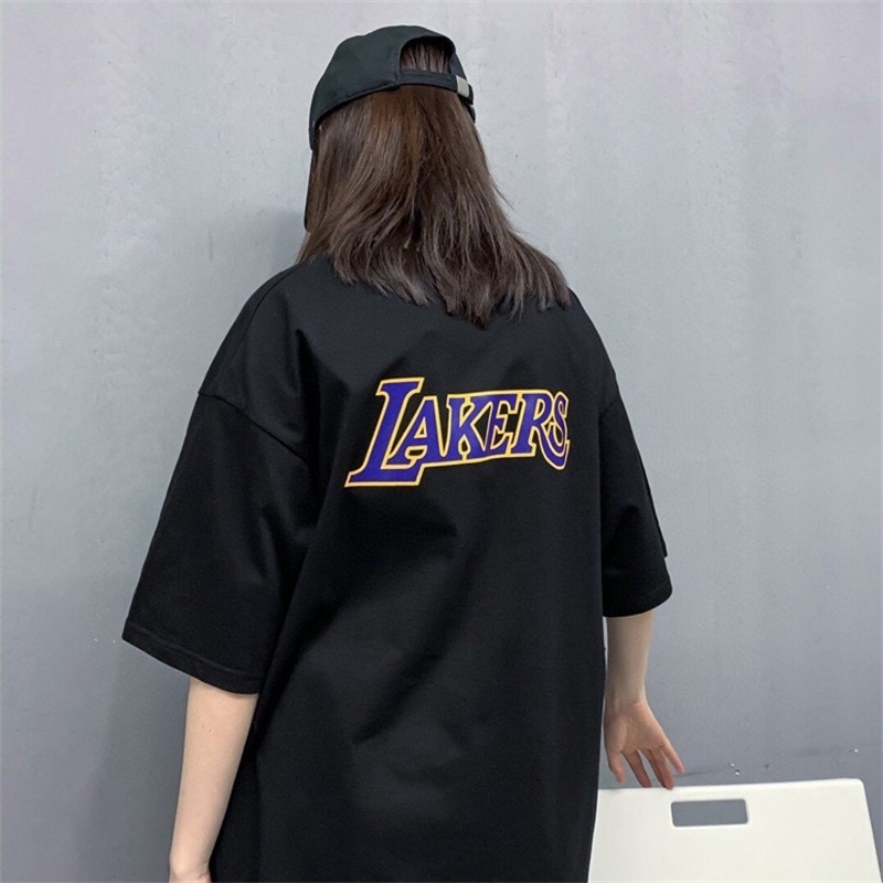 N&k*nba*lakers Áo Thun cotton Tay Ngắn In LOGO Los Angeles Đơn Giản Thoải Mái Dễ Phối Đồ