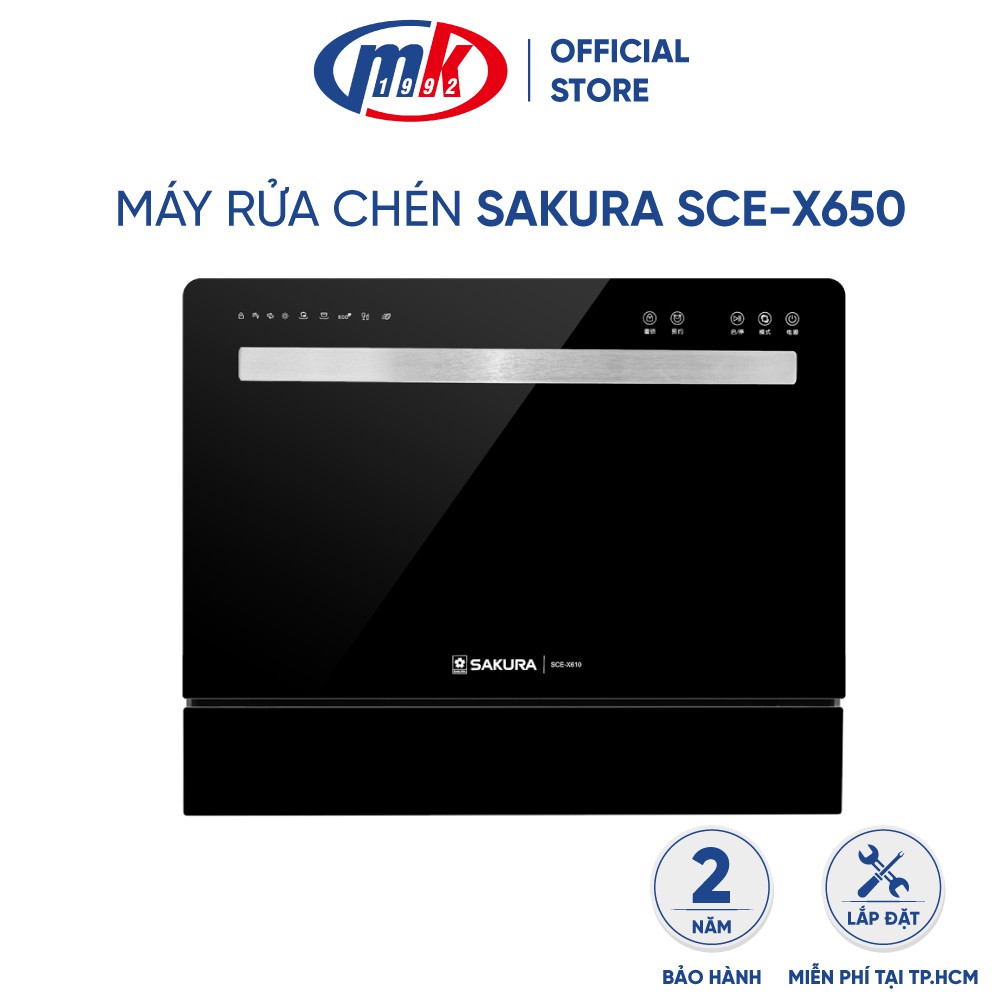 Máy Rửa Chén Bát SAKURA SCE-X650 - Máy rửa sấy chén 2 trong 1 công suất 1250W - Bảo hành chính hãng 24 tháng Mekong