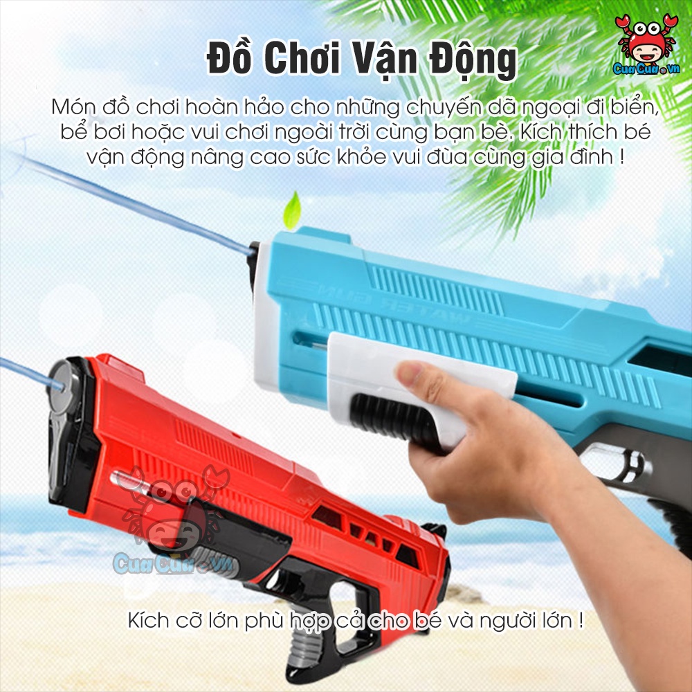 Súng nước áp lực cỡ lớn, Đồ chơi súng bắn nước mô phỏng loại Spyra One giá rẻ phun nước xa 15m cho bé đi biển bể bơi