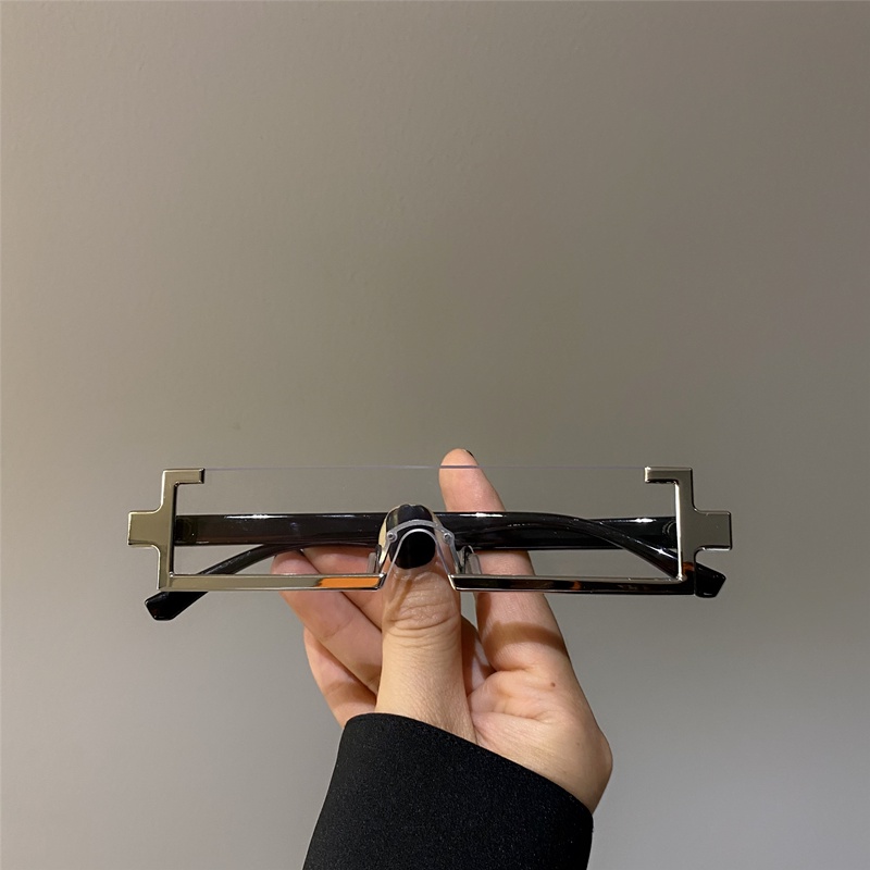 Kính Mát Hình Chữ Nhật Một Mảnh Gọng Kim Loại Nhỏ Phong Cách Công Nghệ Mới Cho Nam