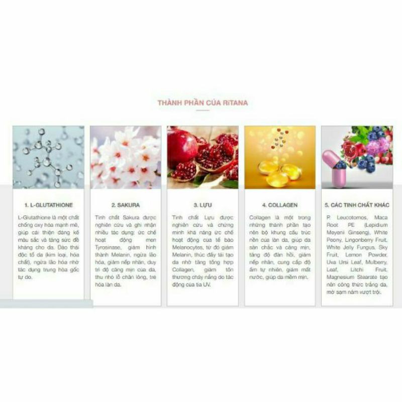 Viên uống trắng da RITANA 🔥Mua 2 lọ 60viên tích điểm TẶNG 1 lọ 15 Viên🔥Trắng Hồng - Chống Nắng | BigBuy360 - bigbuy360.vn