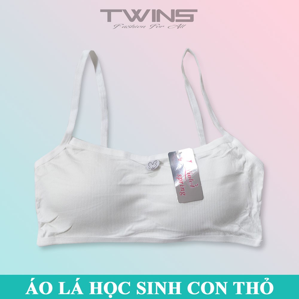 Áo lá học sinh cotton 2 dây kèm mút đệm hình con thỏ cho bé gái mới lớn dậy thì cấp 1, cấp 2, cấp 3 mềm mịn thoáng mát