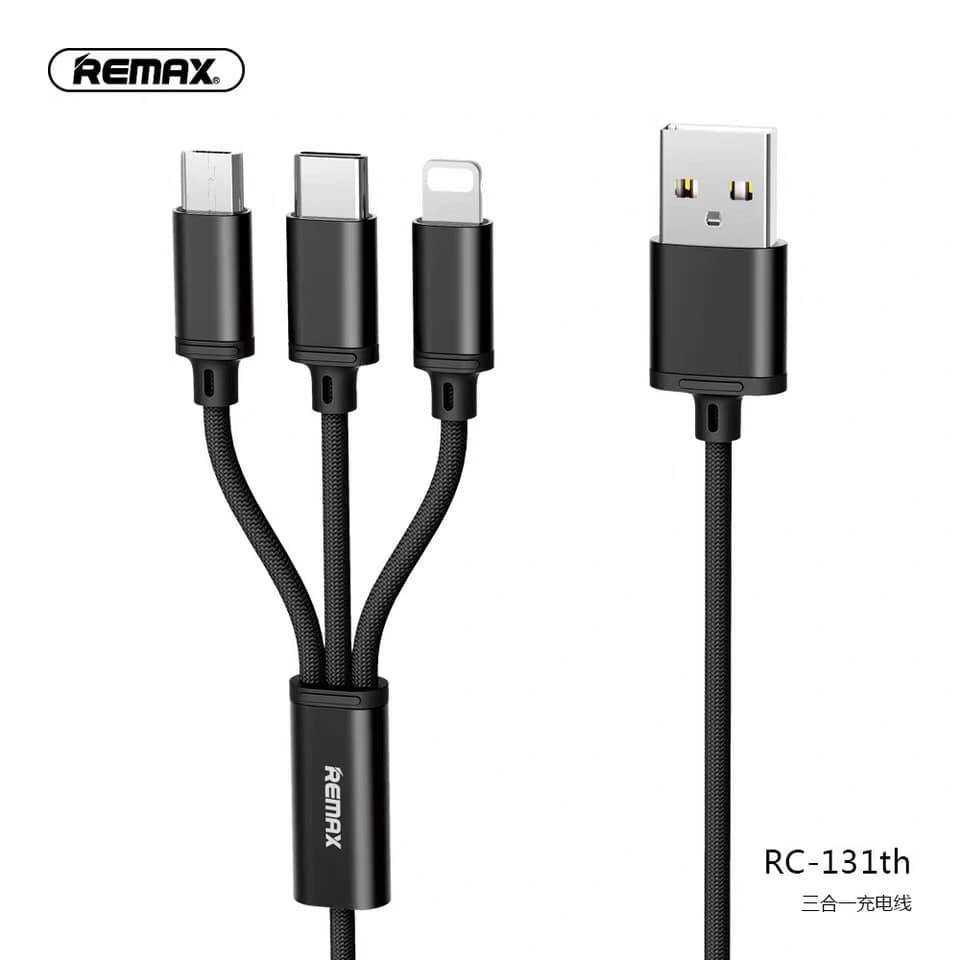 Cáp sạc 3 đầu REMAX RC 131th 3 trong 1 (Lighting, micro usb, type C)