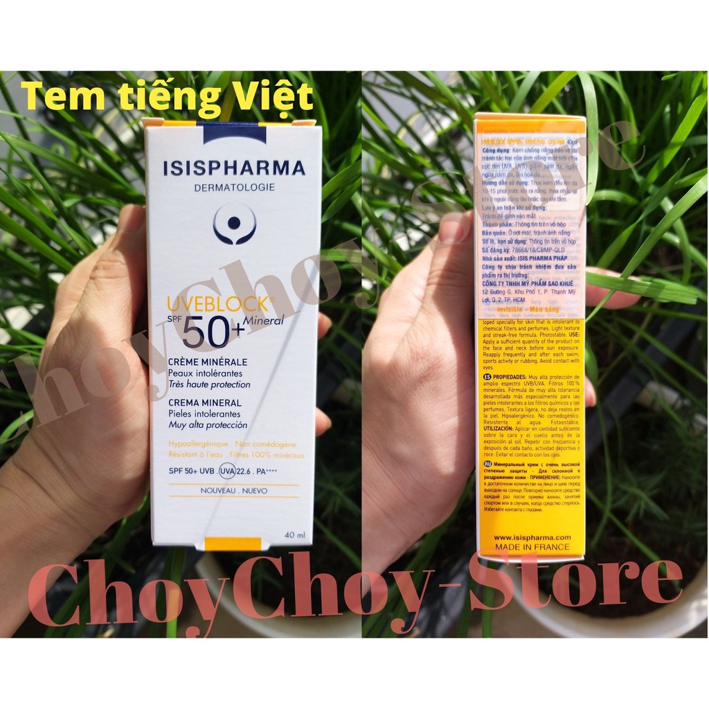 [TEM CTY] ISIS PHARMA Uveblock SPF50 Mineral Cream 40 mL - Kem chống nắng dành cho da thường