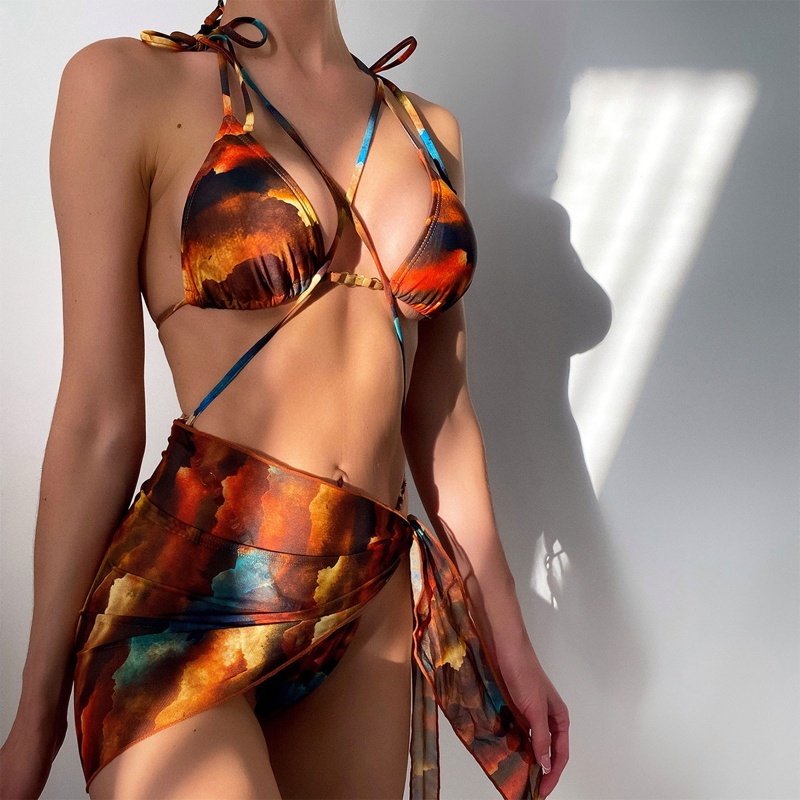 In Bikini Mỏng Trang phục đi biển Sexy Bộ đồ tắm Ngực nhỏ Che phủ Bộ đồ bơi Bọc kín Bộ đồ tắm có nắp che