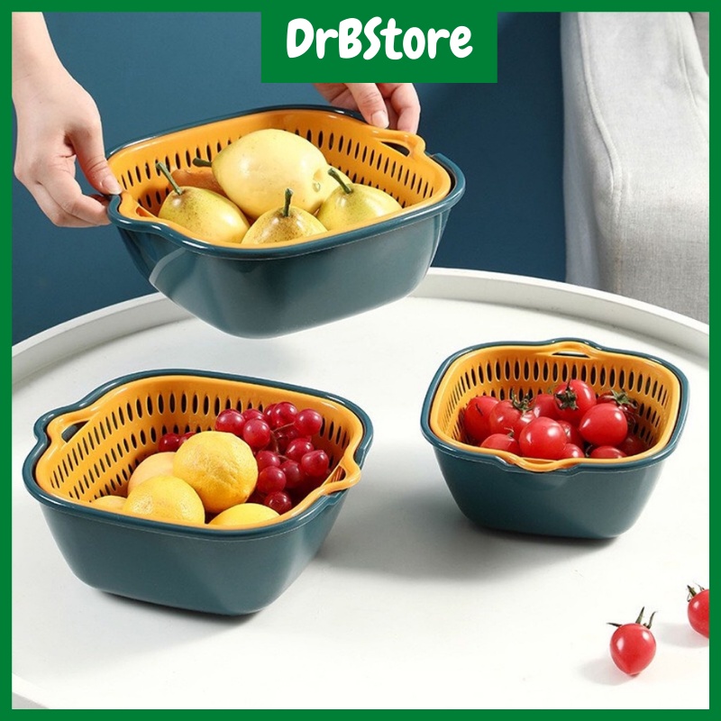 Rổ nhựa 6 món chữ nhật, bộ rổ nhựa đựng trái cây DrbStore