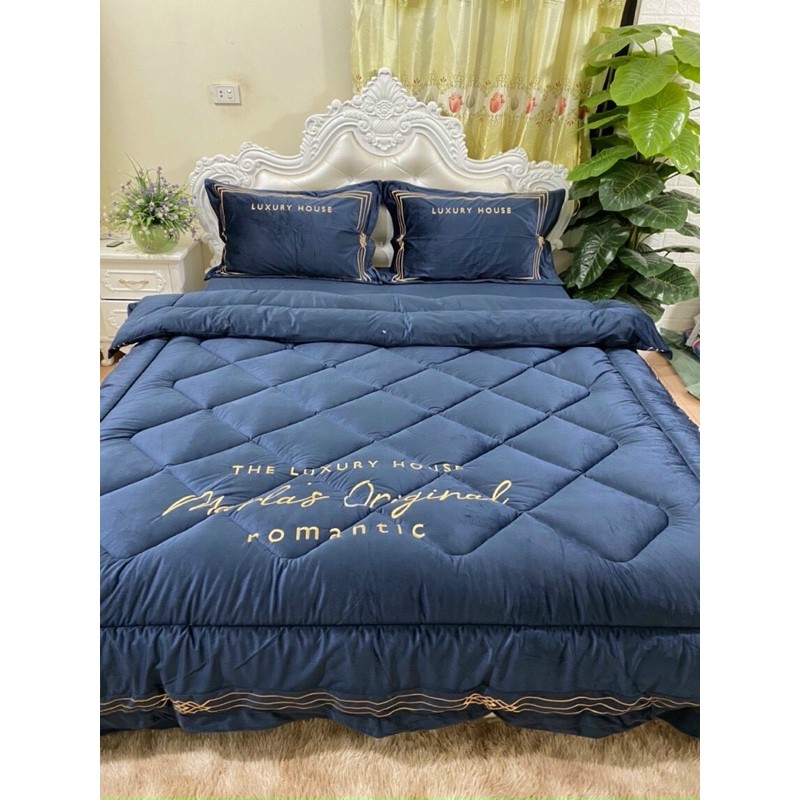 [Video tự quay] Bộ chăn ga gối nỉ nhung set 4 món ❤️ FREESHIP ❤️ Nỉ nhung Romantic cao cấp MỚI