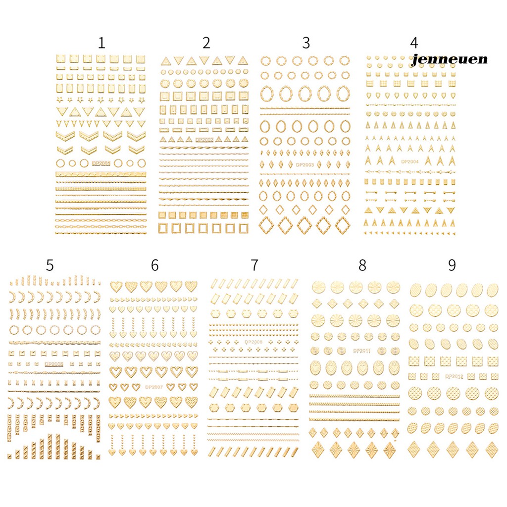 [Hàng mới về] Miếng Dán Trang Trí Móng Tay Họa Tiết Hình Học Đơn Giản Dành Cho Bạn Nữ