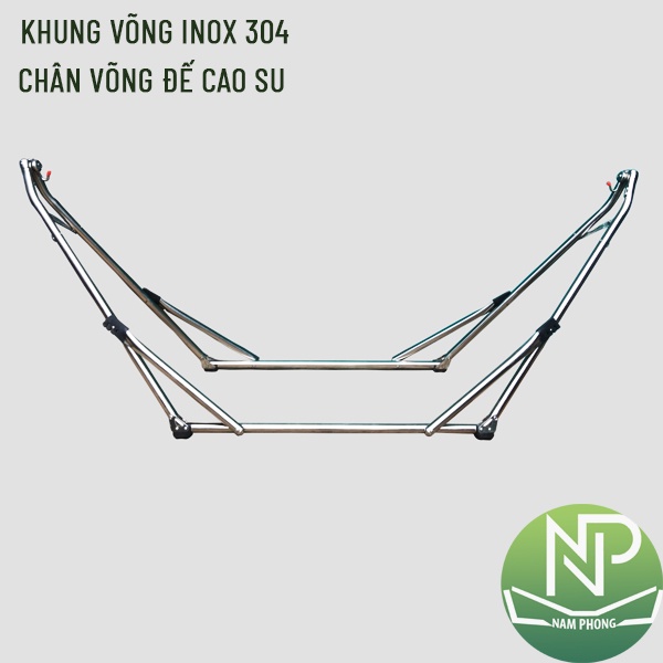 Võng xếp inox khung tròn 304  chính hãng giá rẻ sáng bóng lưới cỡ lớn bảo hành 2 năm