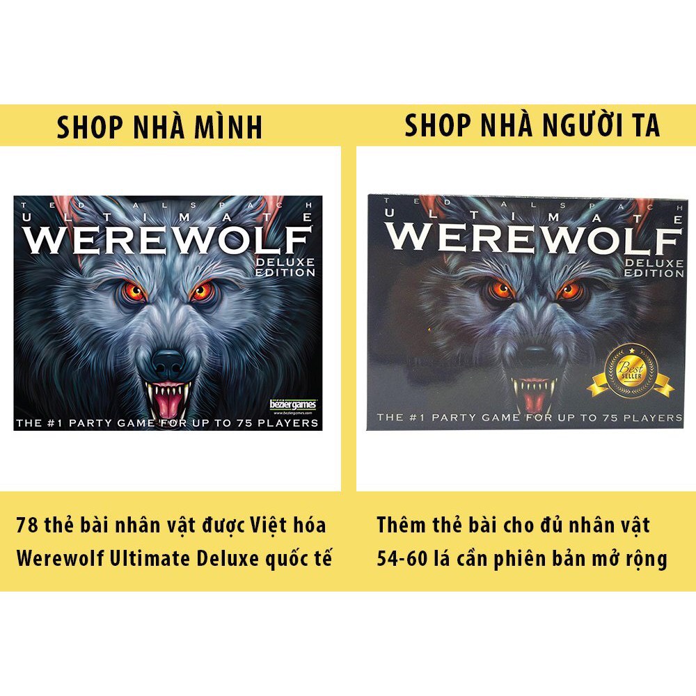 Bộ bài Ma sói 92 thẻ Việt hóa bản mới game nhập vai, Werewolf Ultimate Deluxe tiếng VIệt