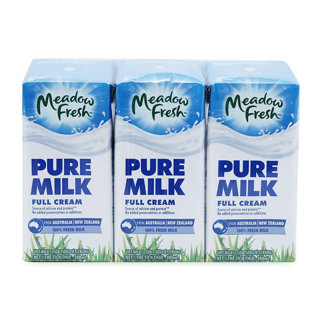 Date T09.2022 Sữa tươi full cream Meadow Fresh hộp 200ml, thùng 24 hộp