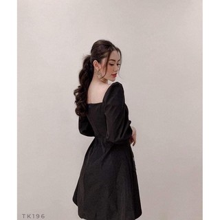 10581 Đầm Xoè Nút gỗ cổ u