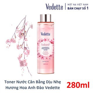 Nước cân bằng dịu nhẹ hương Hoa Anh Đào Vedette 280ml