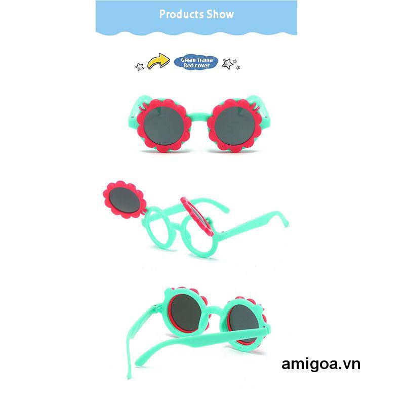 ✨✨Kính mát chống tia UV họa tiết hoa hướng dương hoạt hình cho bé