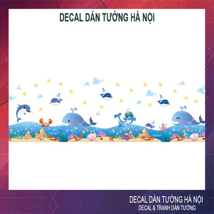 Đề can dán tường cho bé học DECAL DECOR XL7149 Chân tường Cá Heo