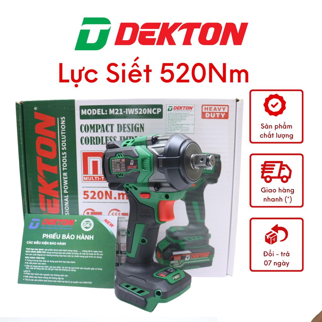 Thân Máy Siết Bulong 520Nm Khẩu 1/2 Inch Dùng Pin 21v M21 Dekton / M21-IW520NCP / Motor Brushless / Mở Ốc Cốt Xe Tay Ga