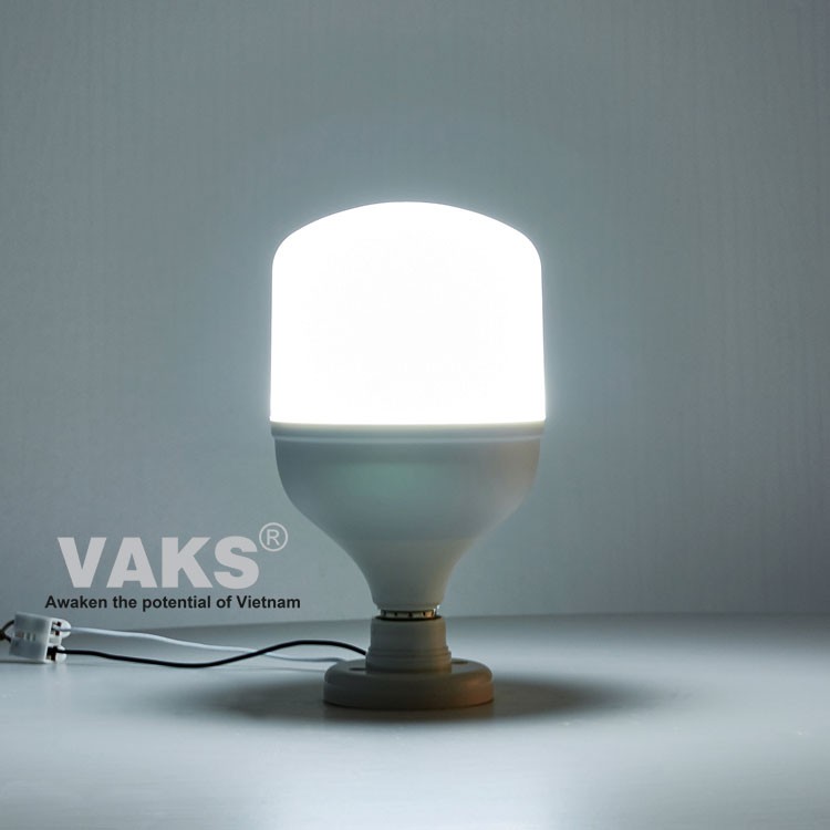 01 cái Bóng đèn Led VAKS búp trụ đuôi E27- công suất 5W, 10W, 15W, 20W, 30W, 40W - 220VAC - Kín nước - Ánh sáng trắng